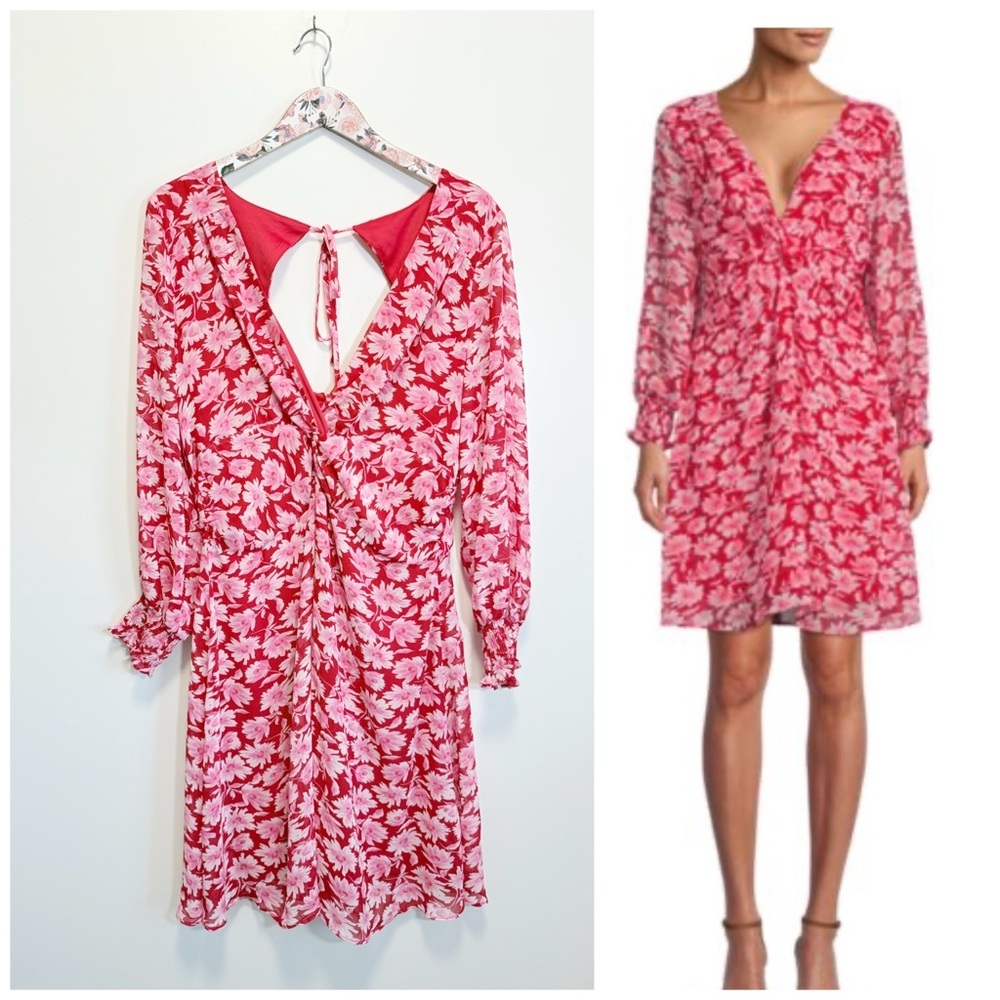 JULIA JORDAN Tie Back Pink Floral Dress Long Sleeve Size 12
